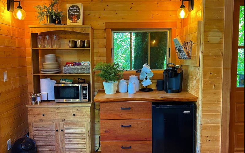 Best Romantic Treehouse Cabin - Emerald Forest Treehouse - kitchen area